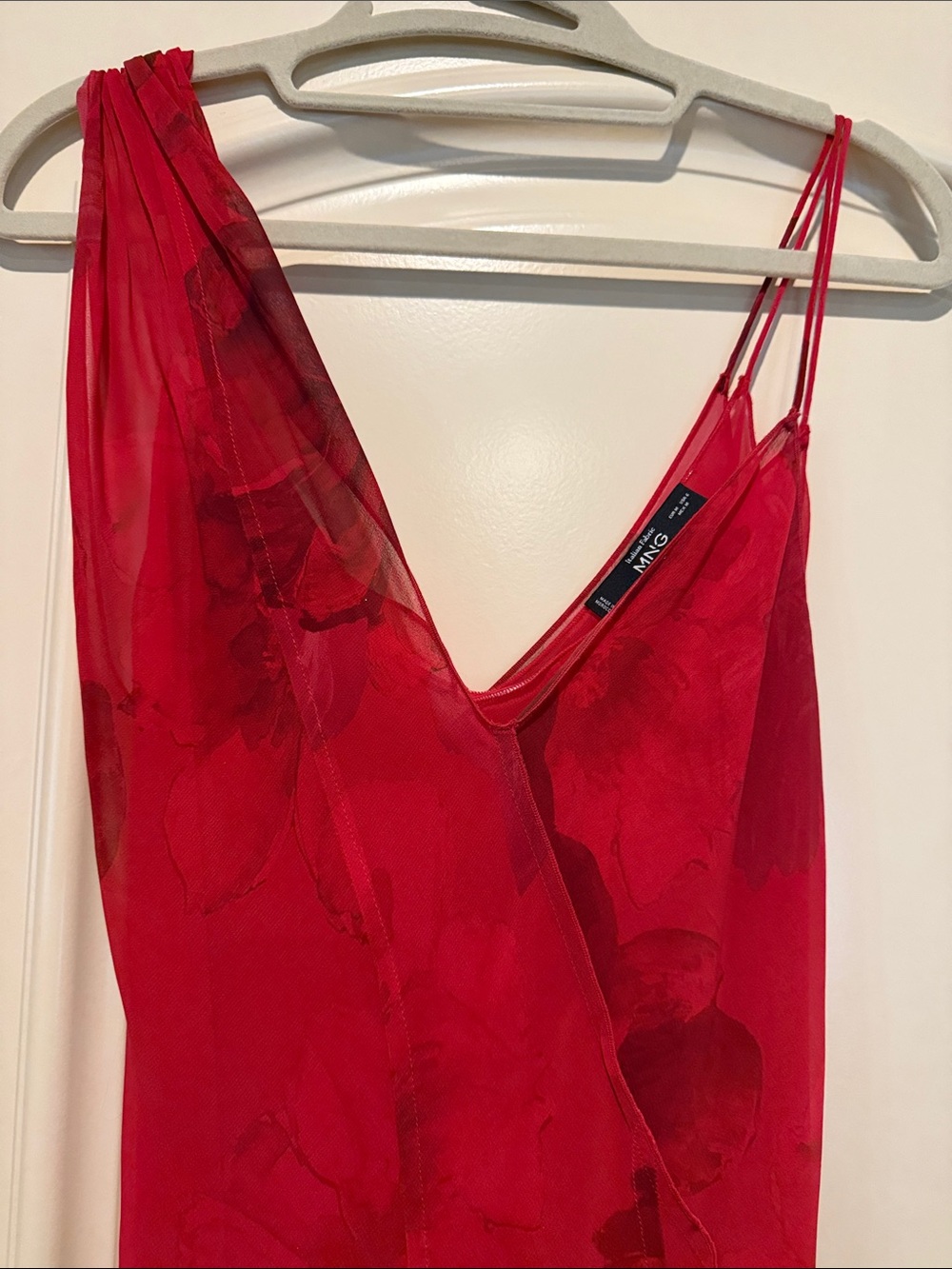 Mango Red Floral Midi Dress